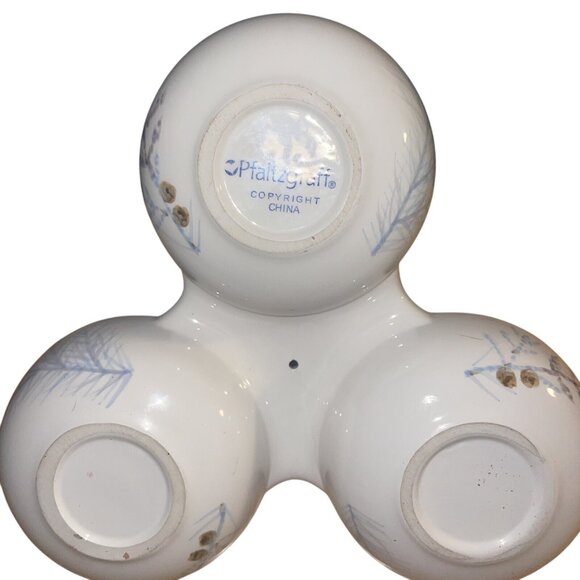 Pfaltzgraff Ceramic Triple Serving Bowl With Floral Design Made In China - Picture 10 of 11